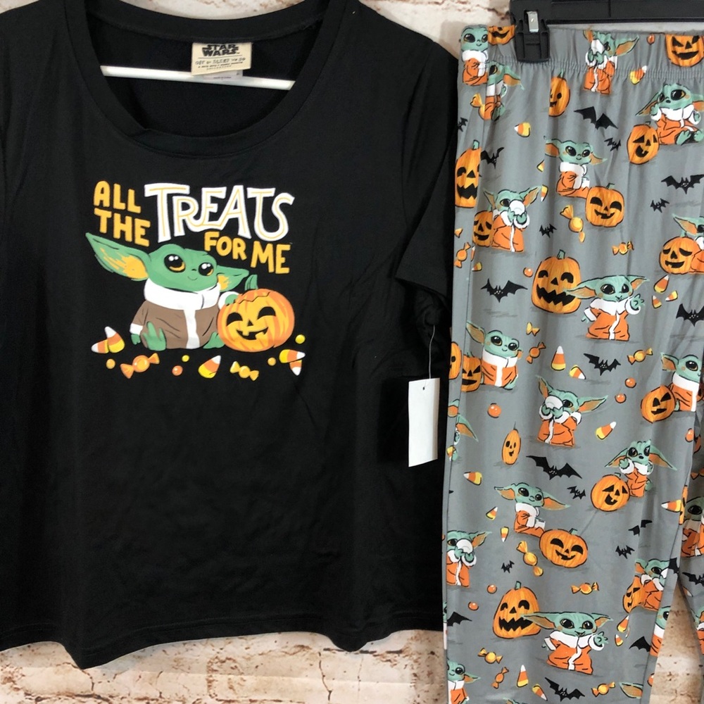 NEW Munki munki Yoda Star Wars womens large halloween pajamas set nite nite … - Picture 4 of 5